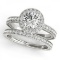 14KT White Gold 1 1/2 ct Halo Engagement & Wedding Ring Set with J-L color and SI3/I1 clarity diamon