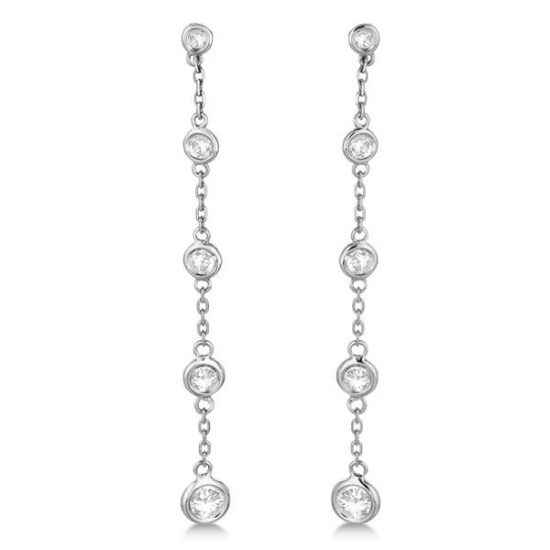 Bezel-Set Diamonds By The Yard Drop Earrings 14k White Gold (1.00ct)
