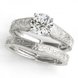 14KT White Gold 1/2 ct Solitaire Engagement & Wedding Ring Set with G-H color and SI3/I1 clarity dia
