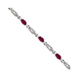 Oval Ruby and Diamond Love Knot Bracelet 14k White Gold (2.05ctw)