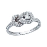 Certified 14K White Gold Fashion Knot Diamond Ring 0.21 CTW