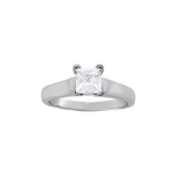 14KT White Gold 1 1/2 ct Solitaire Engagement Ring with G-H color and SI1/SI2 clarity diamonds.