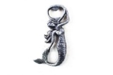 Antique Silver Cast Iron Arching Mermaid Bottle Opener 6in.