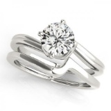 14KT White Gold 1 ct Solitaire Engagement & Wedding Ring Set with J-L color and SI3/I1 clarity diamo