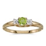 Certified 10k Yellow Gold Round Peridot And Diamond Ring 0.25 CTW