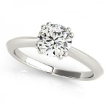 14KT White Gold 1 ct Solitaire Engagement Ring with G-H color and SI3/I1 clarity diamonds.