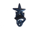 Rustic Black Cast Iron Wall Mounted Starfish Bottle Opener 6in.