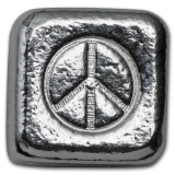 1 oz Silver Cube - Yeager Poured Silver (Peace Sign)