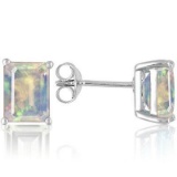 0.88 CARAT TW CREATED FIRE OPAL PLATINUM OVER 0.925 STERLING SILVER EARRINGS