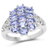 2.21 Carat Genuine Tanzanite .925 Sterling Silver Ring