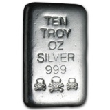 10 oz Silver Bar - Atlantis Mint (Skull & Bones)