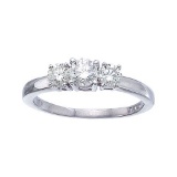 Certified 14k White Gold 0.75 Ct Three Stone Diamond Ring 0.75 CTW