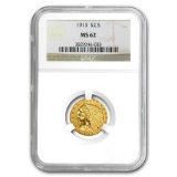 1913 $2.50 Indian Gold Quarter Eagle MS-62 NGC