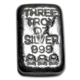 3 oz Silver Bar - Atlantis Mint (Skull & Bones)