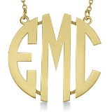 Bold-Face Custom Initial Monogram Pendant Necklace in 14k Yellow Gold