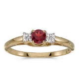 Certified 10k Yellow Gold Round Garnet And Diamond Ring 0.22 CTW