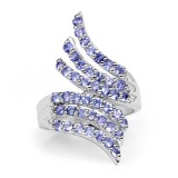 1.54 Carat Genuine Tanzanite .925 Sterling Silver Ring