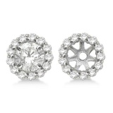 Round Diamond Earring Jackets for 9mm Studs 14K White Gold (0.75ct)