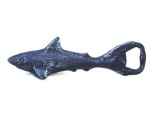 Rustic Dark Blue Cast Iron Shark Bottle Opener 6in.