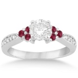 Floral Diamond and Ruby Engagement Ring 14k White Gold (1.00ct)