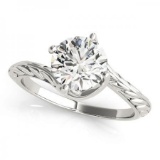 14KT White Gold 1 ct Solitaire Engagement Ring with J-L color and SI3/I1 clarity diamonds.