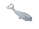 Whitewashed Cast Iron Whale Bottle Opener 7in.