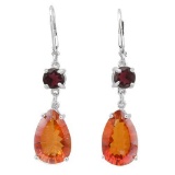 2 CARAT GARNET & 11 CARAT AZOTIC GEMSTONE 925 STERLING SILVER LEVER BACK EARRINGS