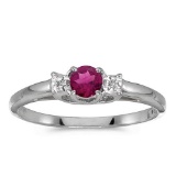 Certified 10k White Gold Round Rhodolite Garnet And Diamond Ring 0.26 CTW