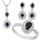 1 4/5 CARAT (7 PCS) SAPPHIRE 925 STERLING SILVER SET