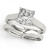 14KT White Gold 1 1/4 ct Solitaire Engagement & Wedding Ring Set with G-H color and SI3/I1 clarity d