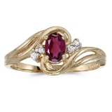 Certified 10k Yellow Gold Oval Rhodolite Garnet And Diamond Ring 0.53 CTW