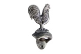 Rustic Silver Cast Iron Rooster Bottle Opener 6in.
