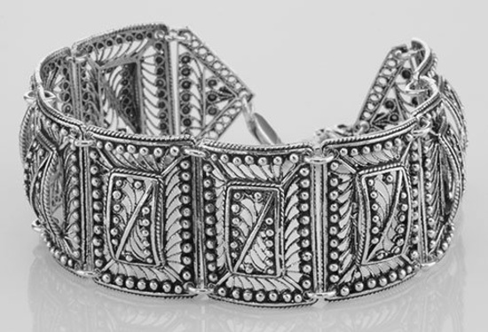 Beautiful Antique Victorian Style Filigree Bracelet - Sterling Silver
