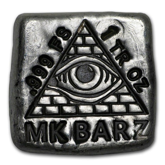 1 oz Silver Square - Mk Barz & Bullion (All-Seeing Eye)