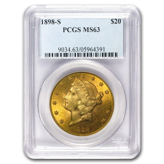 1898-S $20 Liberty Gold Double Eagle MS-63 PCGS