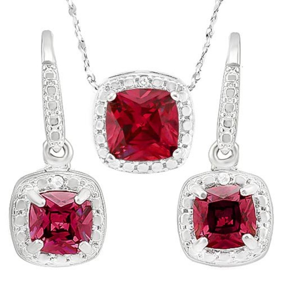 CREATED RUBY 925 STERLING SILVER SET