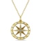 Compass Necklace Pendant Diamond Accented 14k Yellow Gold (0.19ct)