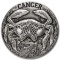 1 oz Silver Antique Round - Zodiac Skull Series (Cancer)