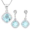 3 3/5 CARAT BABY SWISS BLUE TOPAZ & DIAMOND 925 STERLING SILVER SET