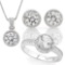 4 CARAT CREATED WHITE SAPPHIRES & GENUINE DIAMONDS 925 STERLING SILVER