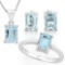 3 CARAT BABY SWISS BLUE TOPAZ 925 STERLING SILVER SET ( Ring, Earring & Pendant)
