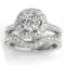 Flower Halo Diamond Bridal Set 14k White Gold 1.91ct
