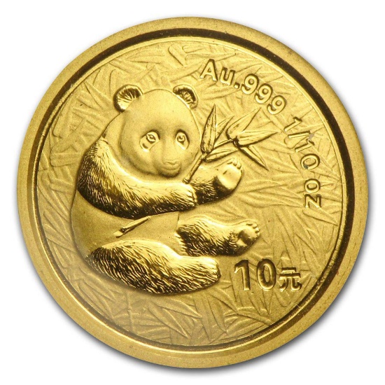 2000 China 1/10 oz Gold Panda Frosted BU (Sealed)