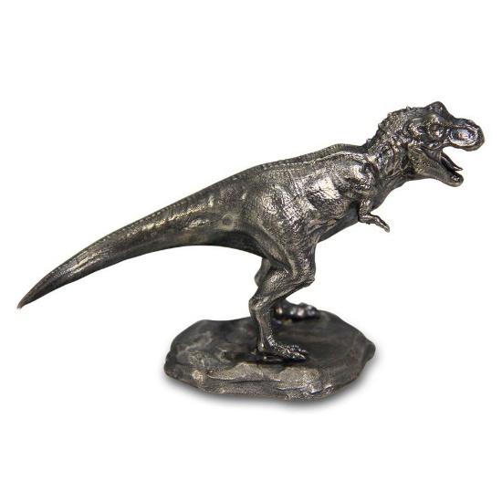8 oz Silver Antique Statue - Tyrannosaurus Rex