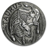 1 oz Silver Antique Round - Zodiac Skull Series (Taurus)