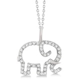 Elephant Diamond Necklace Pave-Set 14K White Gold (0.22ct)