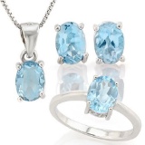 4 CARAT BABY SWISS BLUE TOPAZ 925 STERLING SILVER SET