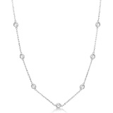 Diamond Station Necklace Bezel-Set 14K White Gold (0.76ct)