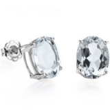OVAL 4x6mm 0.77 CARAT TW AQUAMARINE PLATINUM OVER 0.925 STERLING SILVER EARRINGS