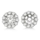 Round Diamond Earring Jackets for 5mm Studs 14K White Gold (0.77Ct)